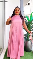 Pleated Abaya African Dresses for Women 2024 Summer Plus Size Traditional Nigeria Caftan Dress Abaya Musulman Robe Femme Clothes