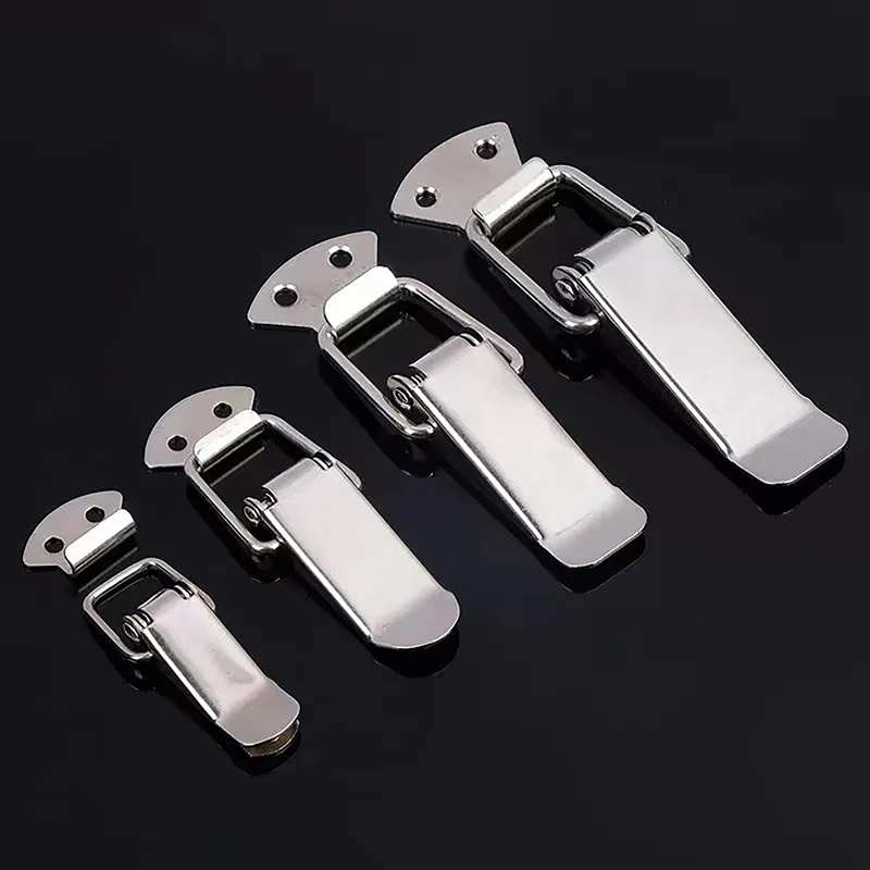 5 Sizes Loaded Draw Toggle Clamp Hasps Latch Catch Duck-mouth Buckle Hook Wooden Box Hasps Clamp Metal Spring Catch Clasp