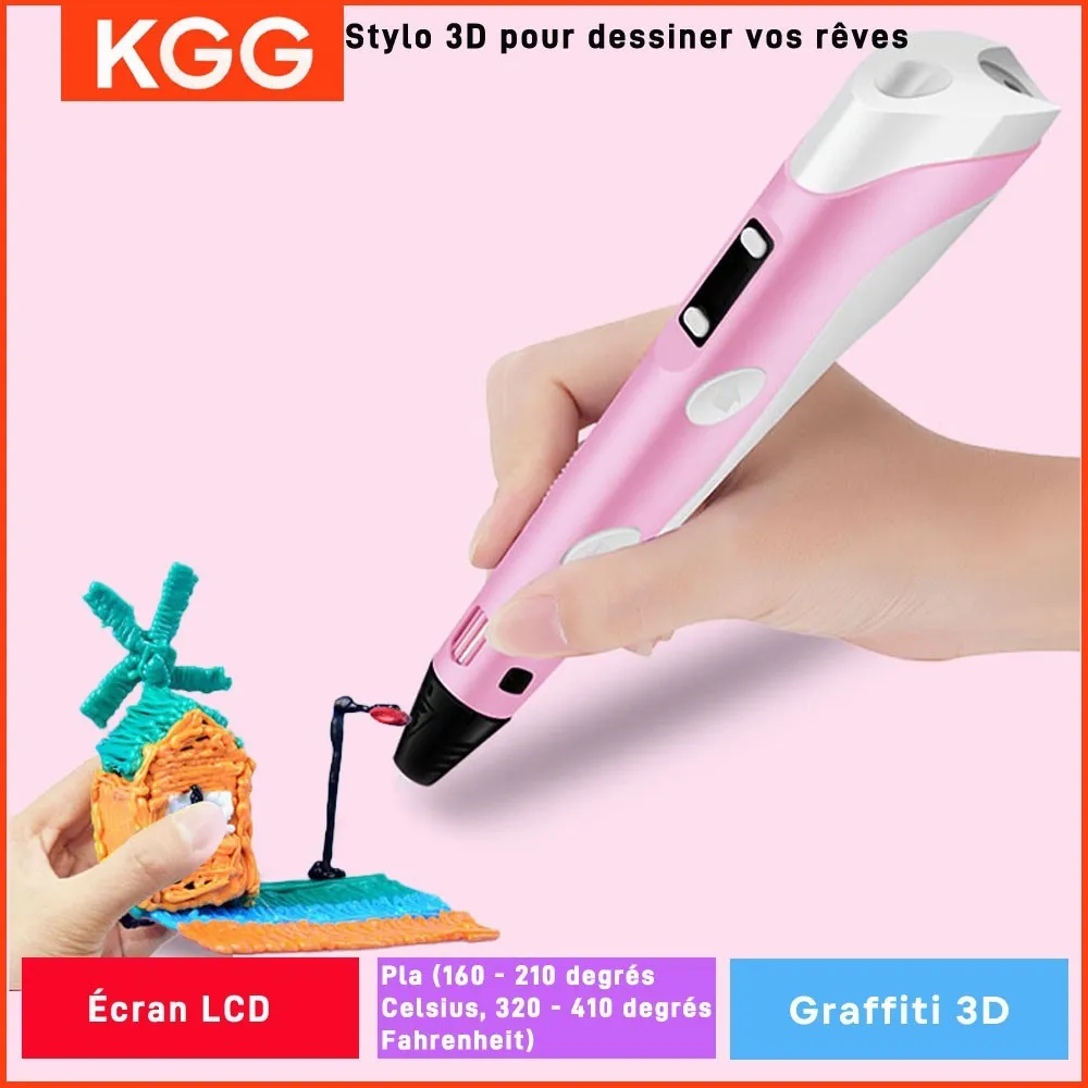 Kids 3D Printing Pen With LCD Screen & Stickers Compatible PLA Filament Safe With 9M PLA Girls Boys Birthday Gift Toys Print Pen