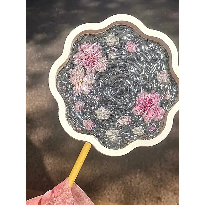 Transparent water fan DIY handmade material package Student handmade gift Internet celebrity same antique water ripple fan
