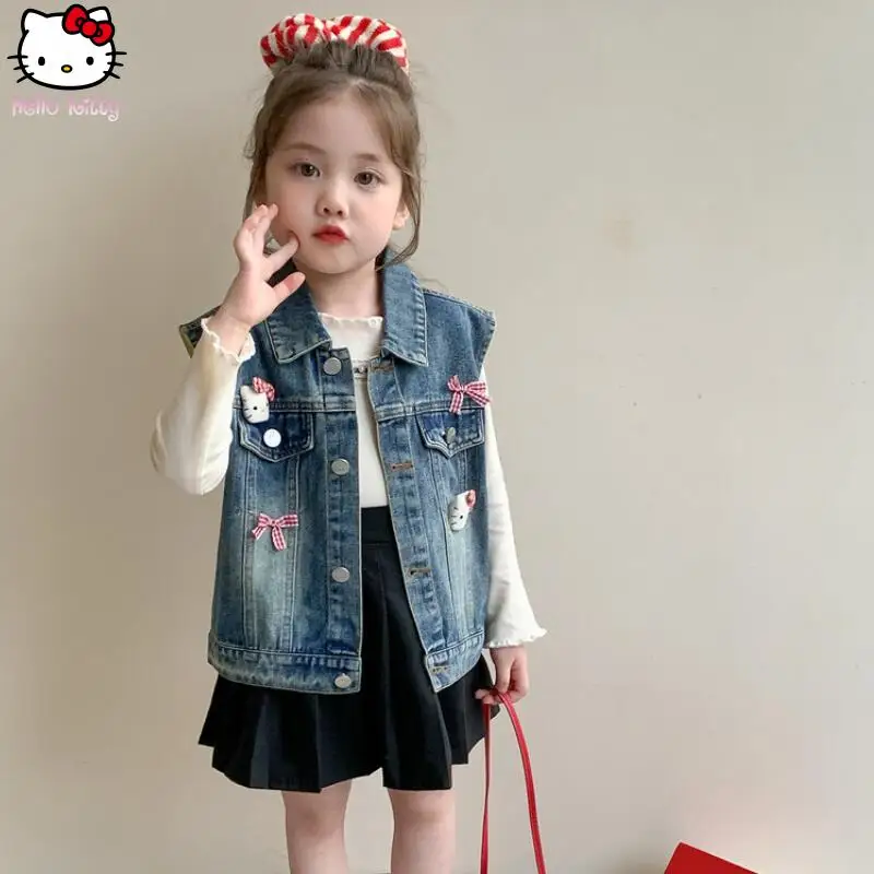 حار Kawaii مرحبا كيتي أنيمي سترة الأطفال الكرتون سترة سترة أنيقة تحمل شعار لعبة البيسبول جديد دافئ ملابس كاجوال مناسبة لخريف فتاة الملابس