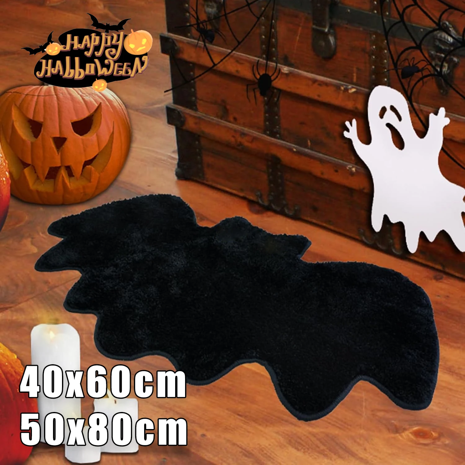 

Bat Halloween Bath Mat Non Slip Machine Washable Rug Goth Bathroom Decor Skid Proof Kitchen Bedroom Entryway Floor Mat