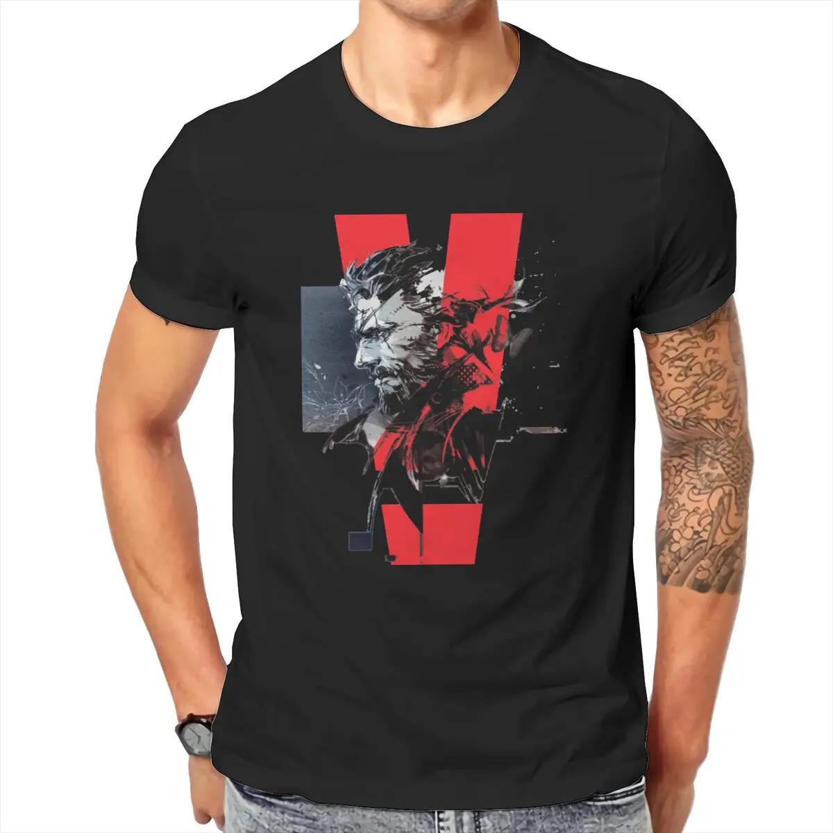 Men MGS V The Phantom Pain  Classic T Shirt for fan Metal gear solid mgsv game 100% Cotton Clothing Hipster Adult T-Shirts