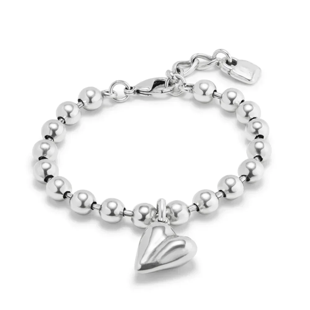Summer Sweet and Spicy Female Socialite Style Silver Heart-shaped Ball Bracelet, Women's Accessories, Girlfriend Holiday Gift