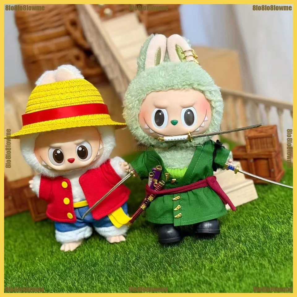 Labubu 3.0 Clothes Cartoon Roronoa Zoro Costume Earring 3 Swords