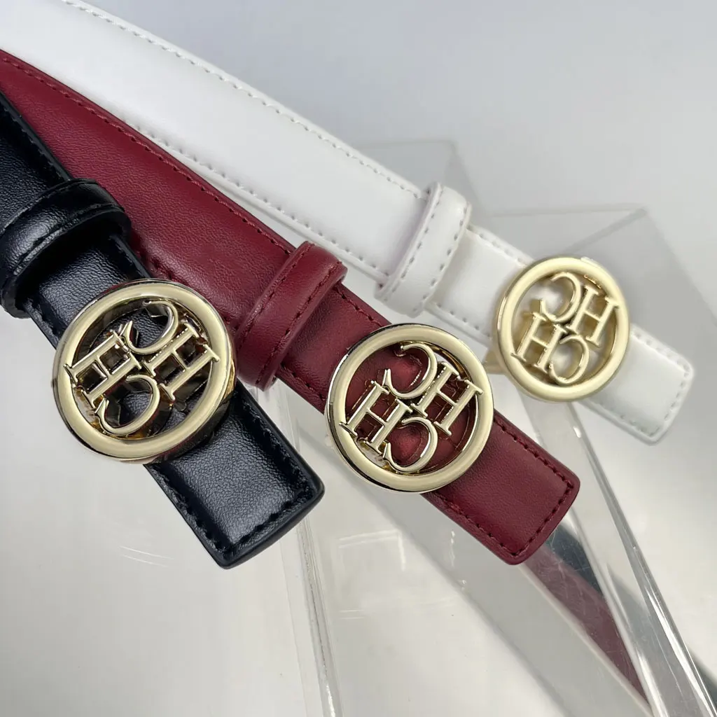 Sabuk Wanita Desain Mewah dengan Gesper Bulat Elegan untuk Jeans dan Gaun, Aksesori Fashion Mewah untuk Wanita