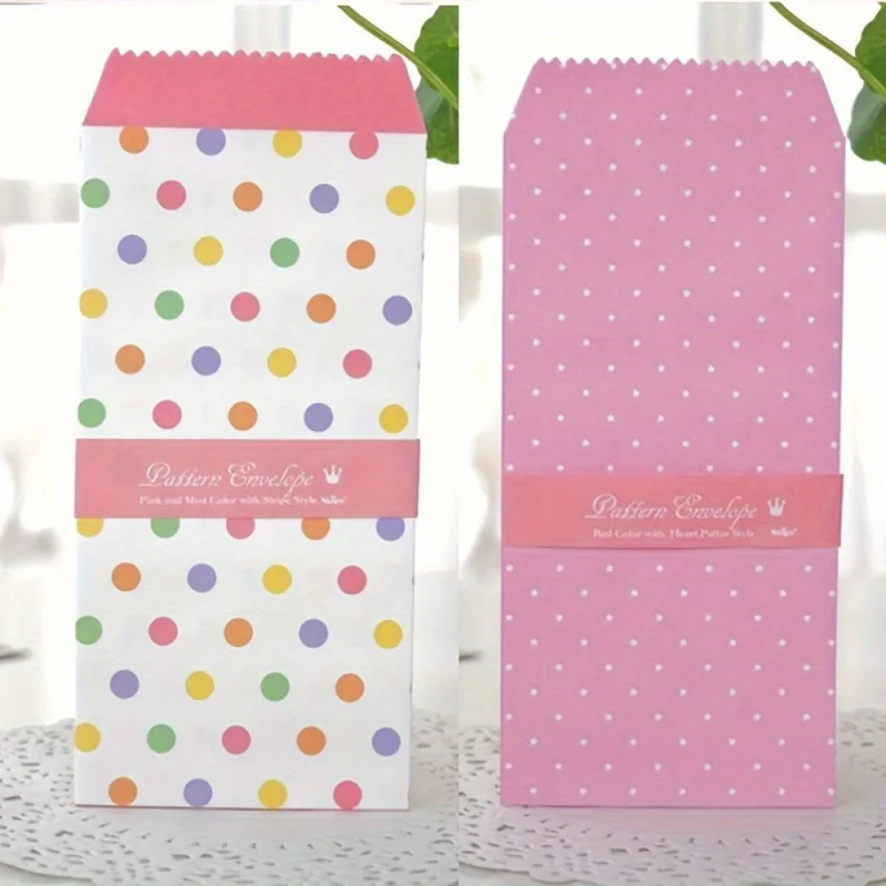 25 pcs (random) Colorful Envelopes for Invitations, Gift Cards, Postcards - Self-Sealing, Multi-Color with Dots and Stripes