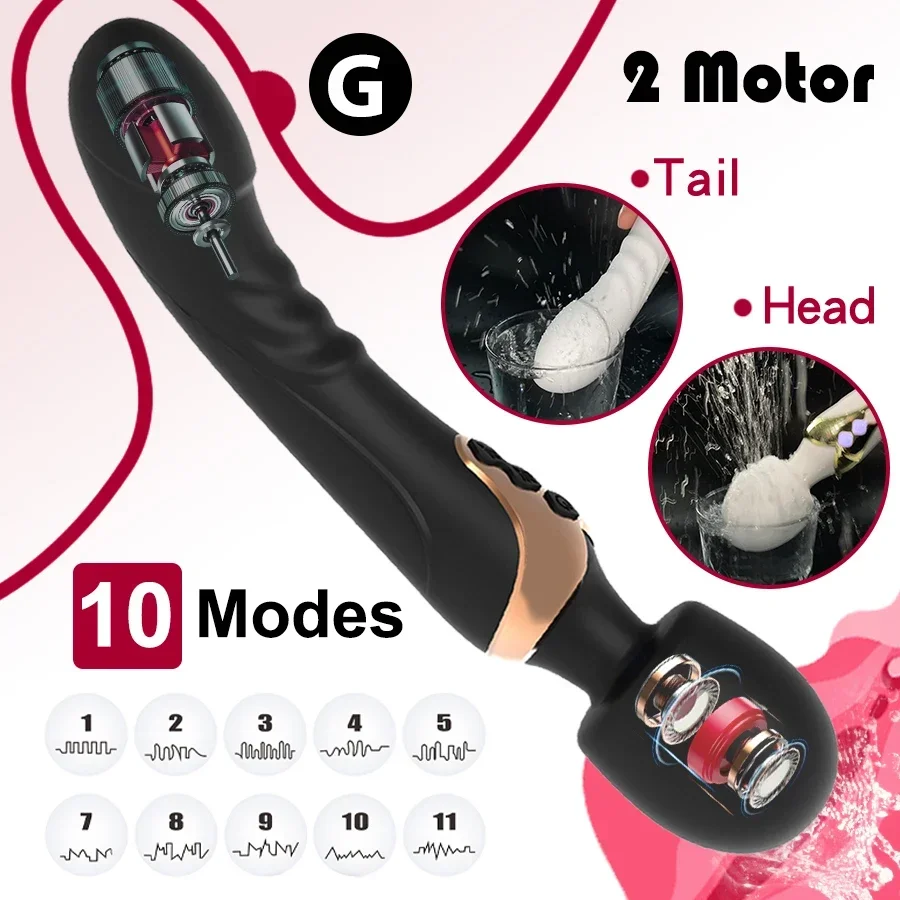 Powerful Dildos Vibrator Large Size AV Magic Wand G-Spot Vagina Massager 10 Modes Clitoris Stimulator Adult Sex Toys for Woman