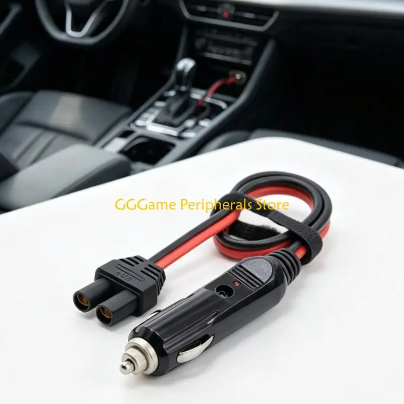 U55B Vehicle Cable for 12V Outlet to EC5 Connection with 40 Wire, LED Light and PVC Build for 12V 24V Use Needs Work