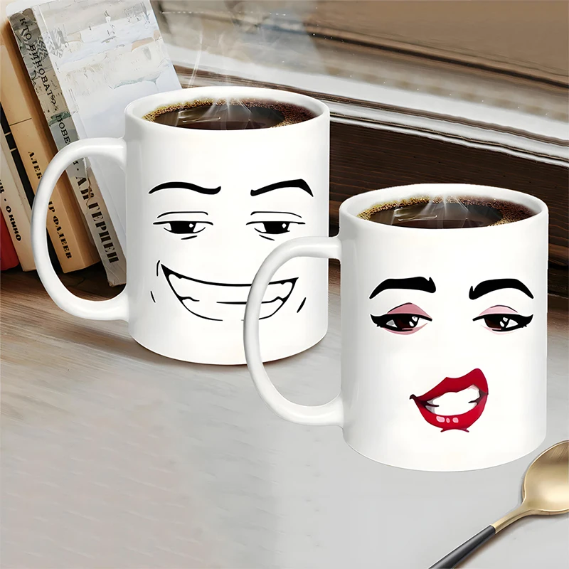 1Pcs New 350ml Game Inspired Man Woman Faces Coffee Mug Cute Gamer Birthday Gift Back To School Mug