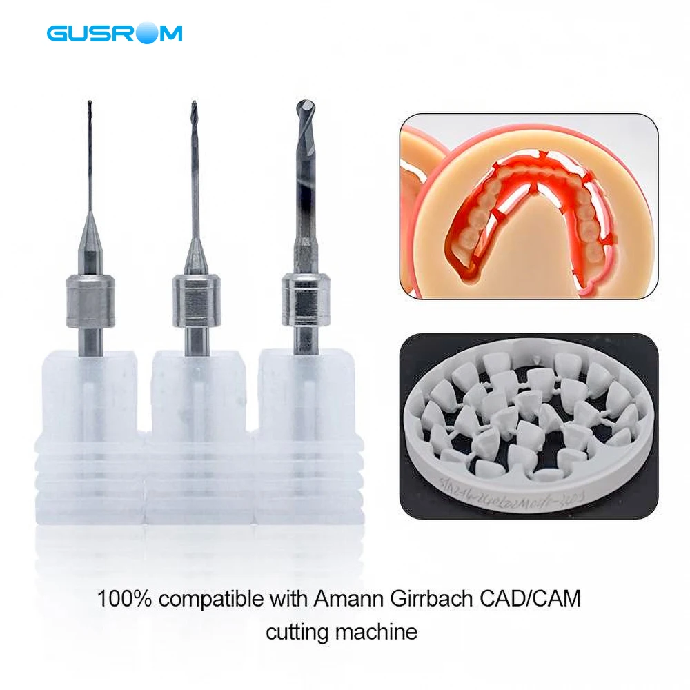 

GUSROM DLC фрезерные боры для сухой резки для системы Aman Girrbach CAD/CAM, циркониевый воск, коронка, мост, стоматологические лабораторные инструменты, фрезерные боры