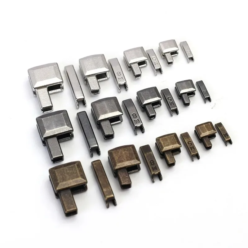 12pcs/set Metal Zipper Head Sliders Retainer Insertion Pin Zipper Top Stopper Ends for Coat Jacket Clothes Repair Kit Bag Decora