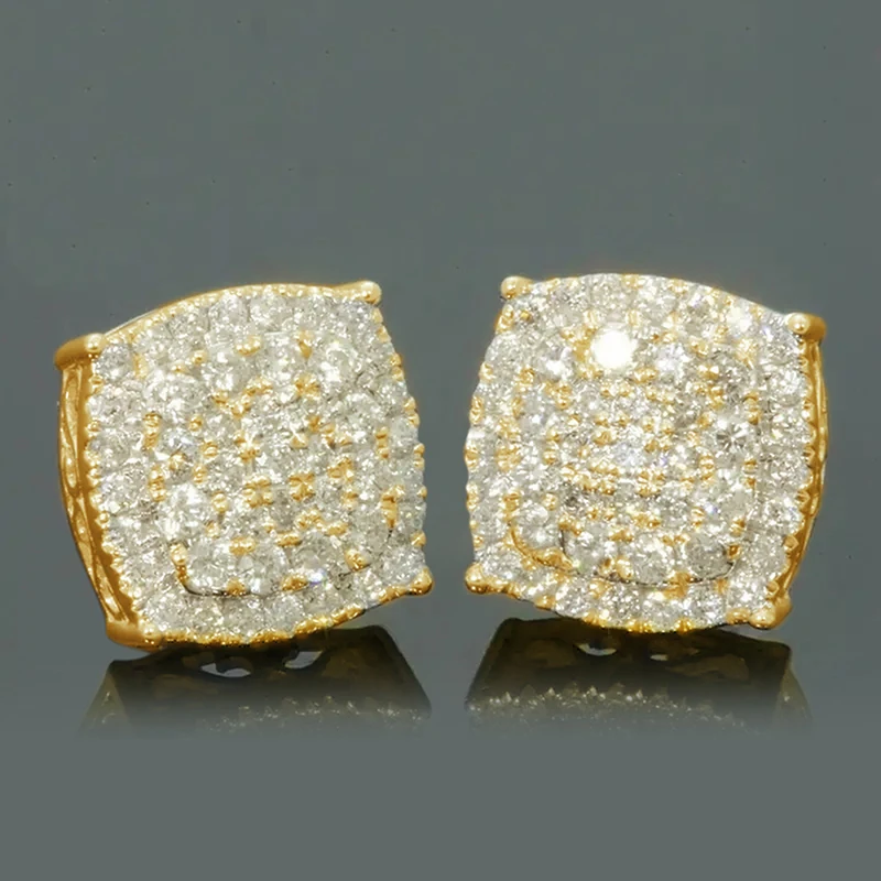 Huitan Cushion Shaped Stud Earrings Full Bling Iced Out CZ Sparkling Women's Ear Stud Dainty Accessories New Fashion Jewelry