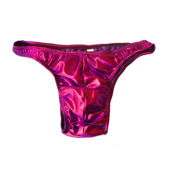 Men Sexy Shiny Patent Leather Thongs Panties Low Waist Elasticity T Back Underpants Hollow Briefs Jockstrap Bikini Underwear