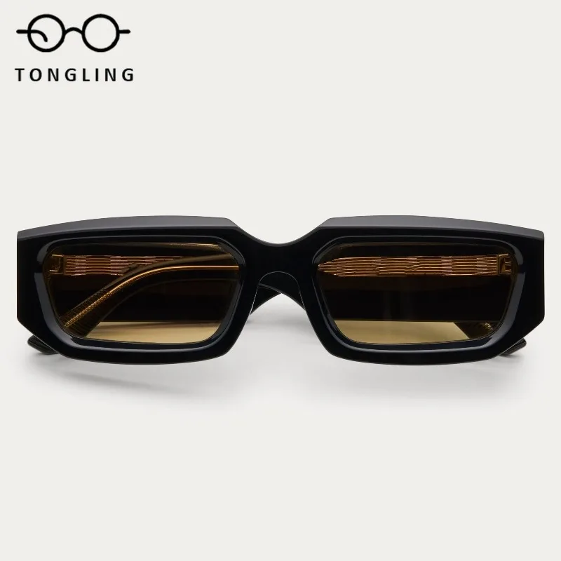 نظارات شمسية عصرية جديدة لعام 2025 للرجال مصنوعة يدويًا من خلات سميكة عالية الجودة مربعة الشكل للاستخدام الخارجي واقية من الأشعة فوق البنفسجية