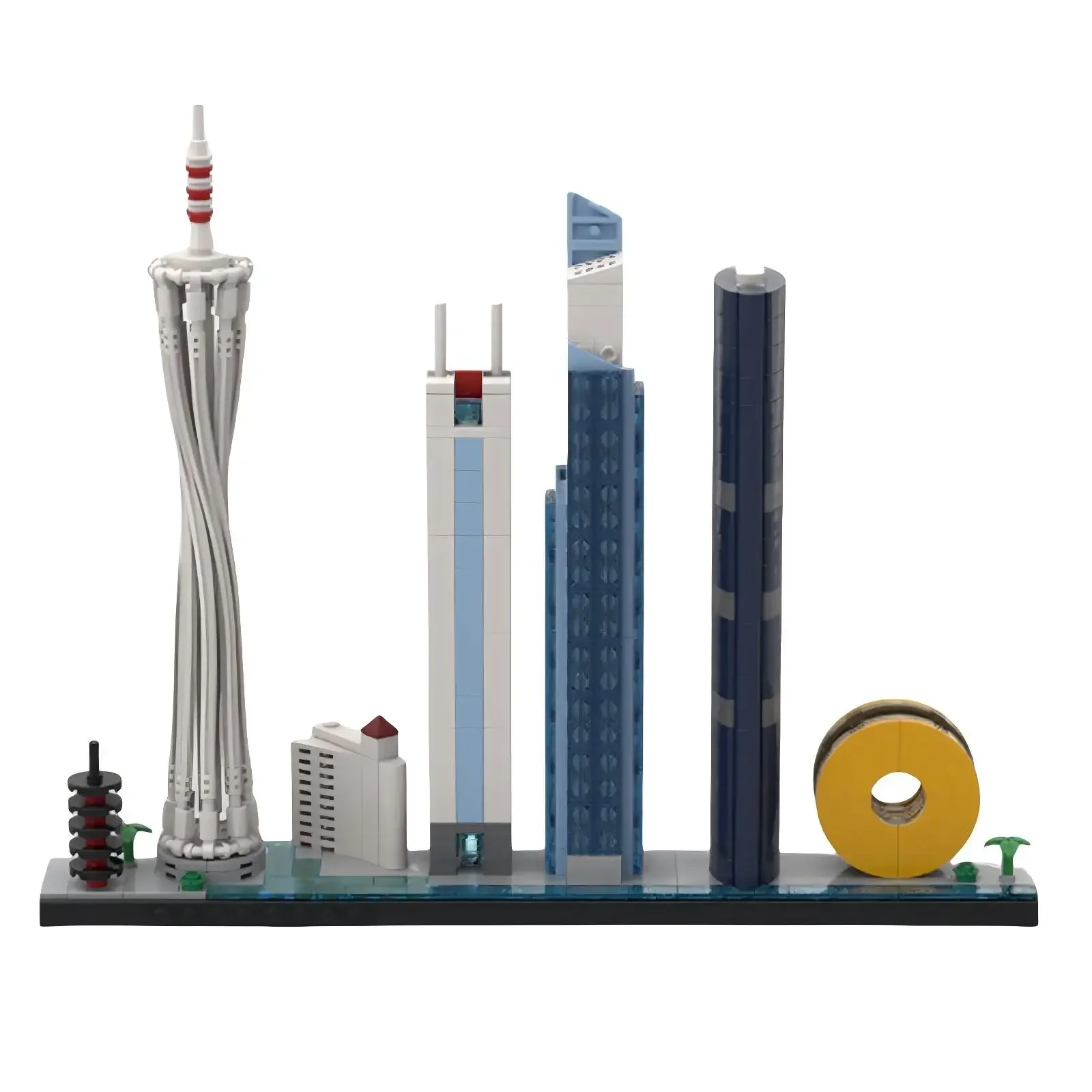 MOC-arquitectura de punto de referencia de ciudad famosa, vista a la calle, horizonte de Guangzhou, modelo de bloques de construcción, rompecabezas para niños, juguetes, regalo de colección para adultos