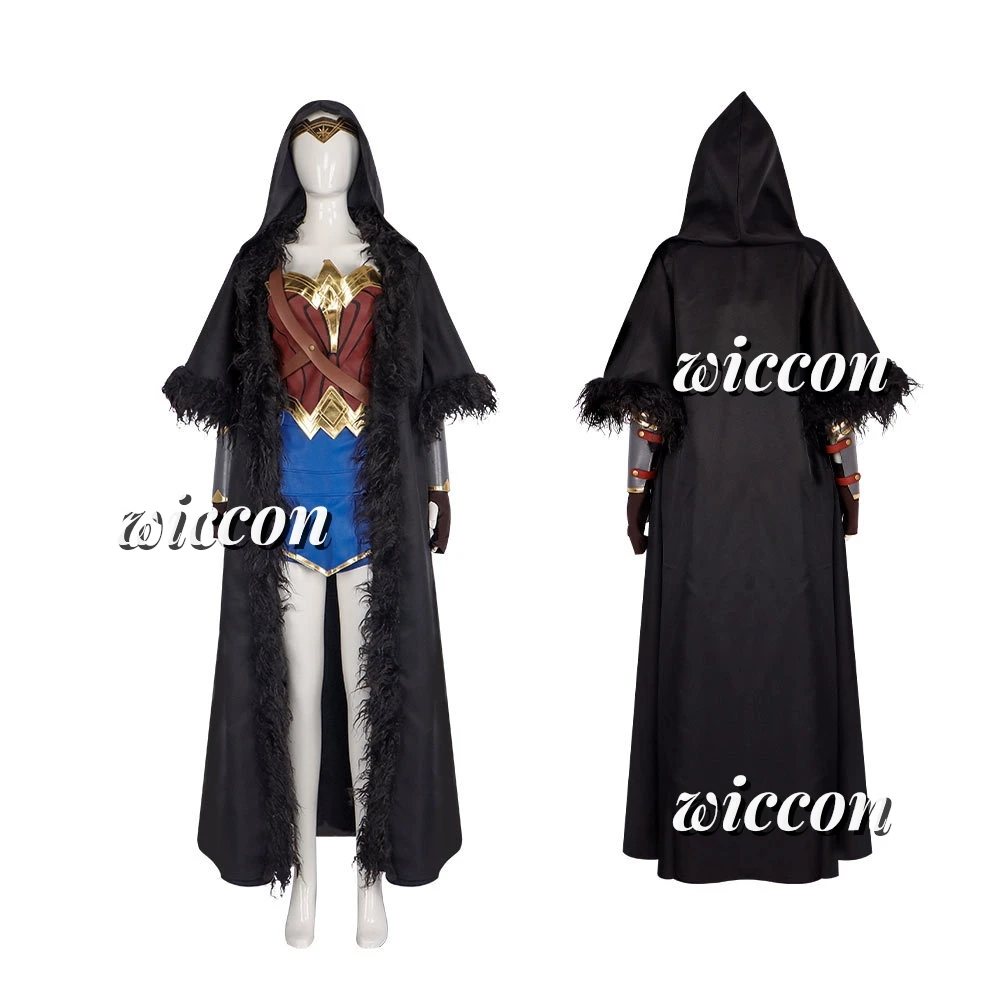 Movie Magic Woman Cosplay Princess Diana Costume Combat Uniform Diana Prince Black Cloak Accessories Set Party Outfit for Women