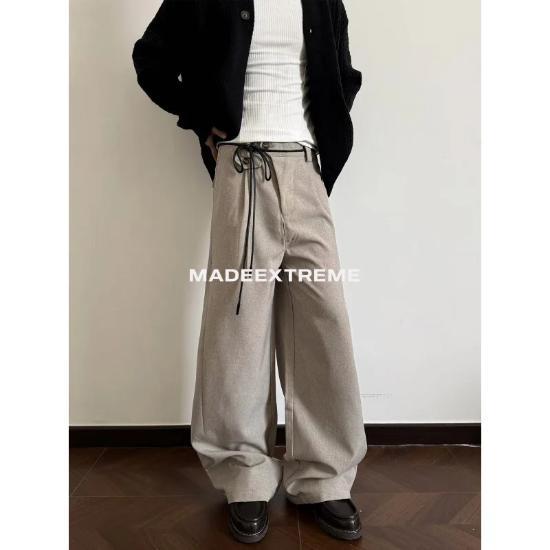 

EME Ретро Высококачественные повседневные брюки плиссированного кроя Широкие прямые осенние повседневные длинные брюки для мужчин и женщин