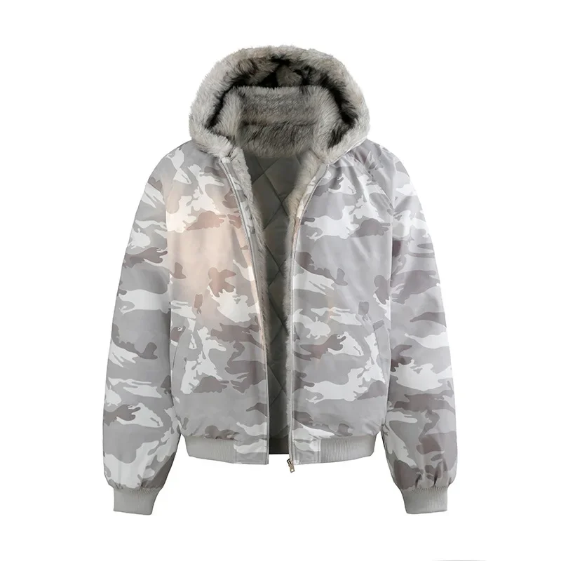 Winter Men Cargo Jacket Fashion Drawing Printed Cold-proof Male Down Coat Long Sleeve Zipper Loose Versatile Man Outerwear