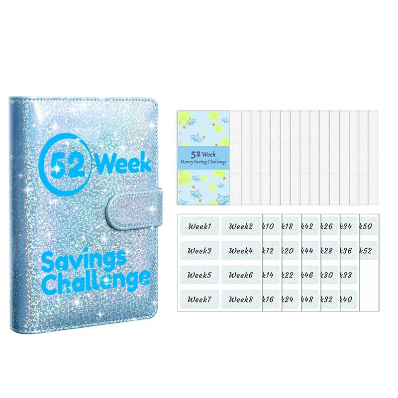 52 Week Money Saving Challenge Binder, Storage Budget Book Cash Challenge Box Set, With Pouch, Home Emergency Binder