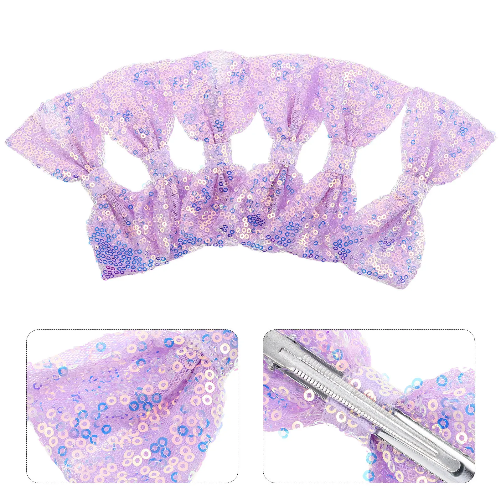 

6Pcs Glitter Hair Bow Clips Kids Bow Shaped Sequin Hairpins Comfortable Gentle on Scalp Secure Grip for Toddlers Babies Little