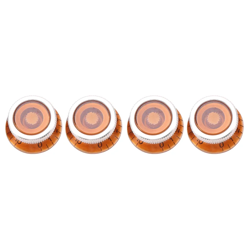 4Pcs Guitar Tone and Volume Speed Control Knobs Top Hat Bell for LP SG Guitar,Amber