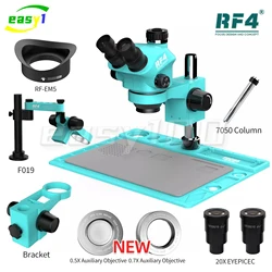 RF4 microscopio trinoculare testa 7-50X Zoom continuo microscopio Stereo WF10X/22mm oculare telefono PCB saldatura microscopio strumento