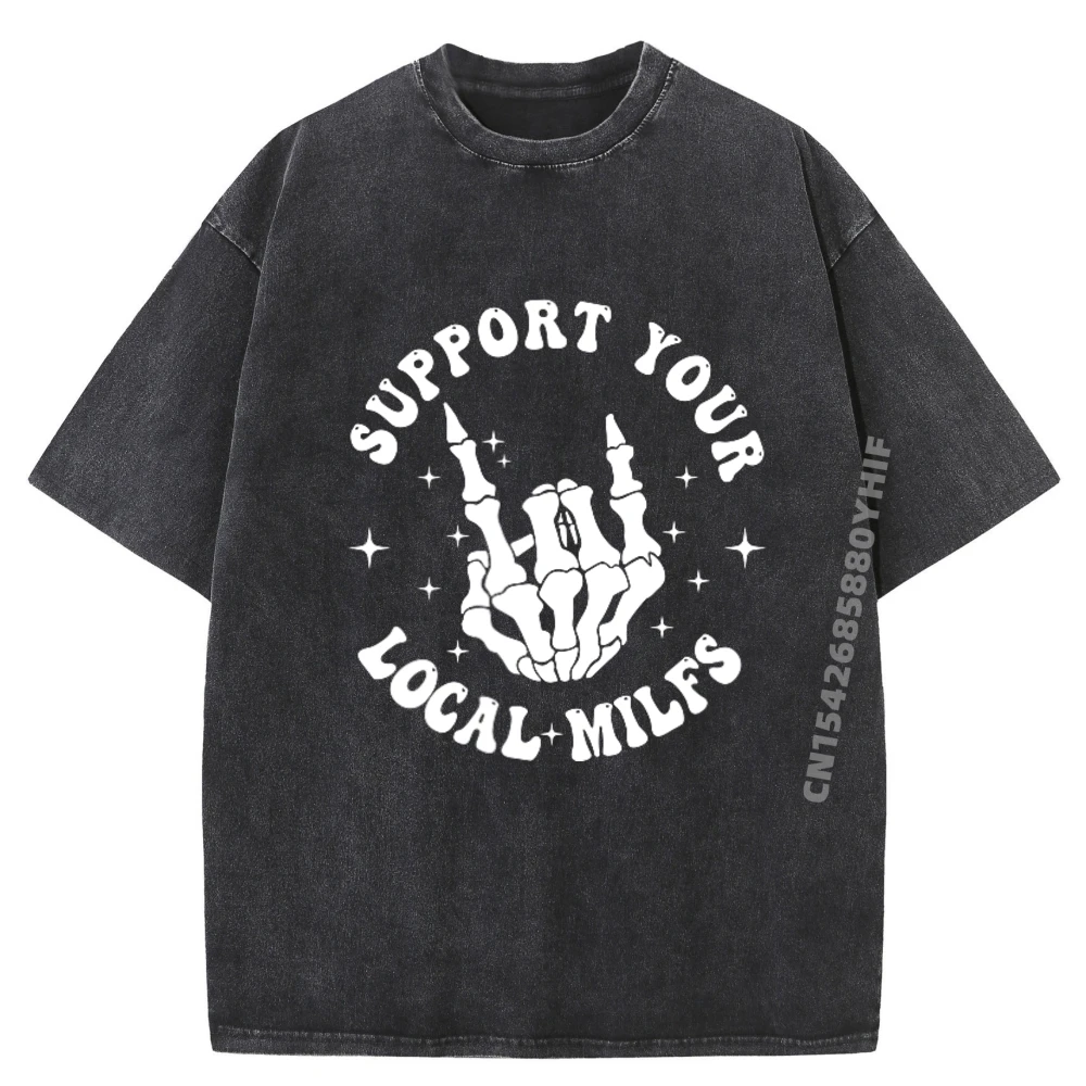 

Support Your Local Milfs Groovy Mens Tops Tees Funny Shirt Men Cotton Comfortable Washed T-shirt Loose