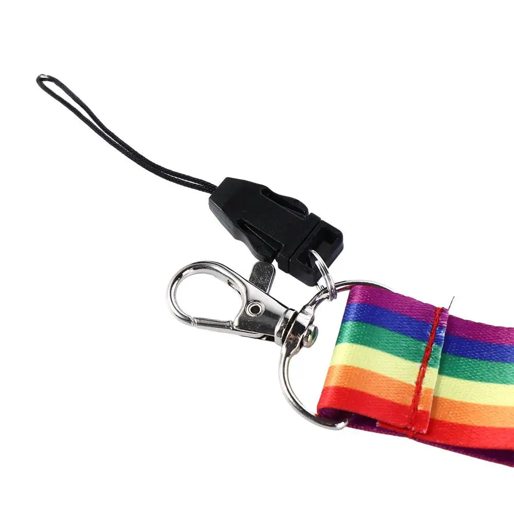 

Webbings Ribbon Key Ring Holder Lanyard Strap Phone Badge Name Tag Rainbow Color Rainbow Lanyard Phone Hang Rope Neck Straps