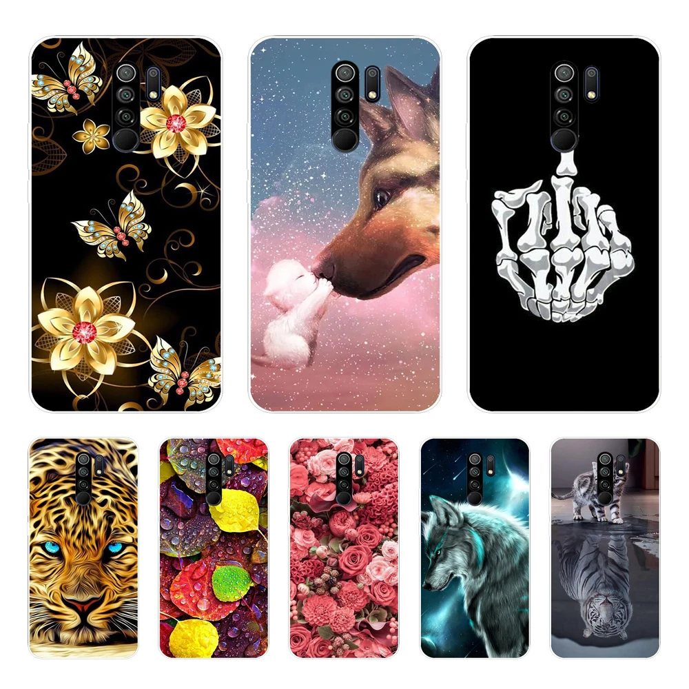 For Xiaomi Redmi 9 Case Soft Silicone TPU Fashion Back Phone Cover For Redmi9 Protective Flower  Fundas Bumper