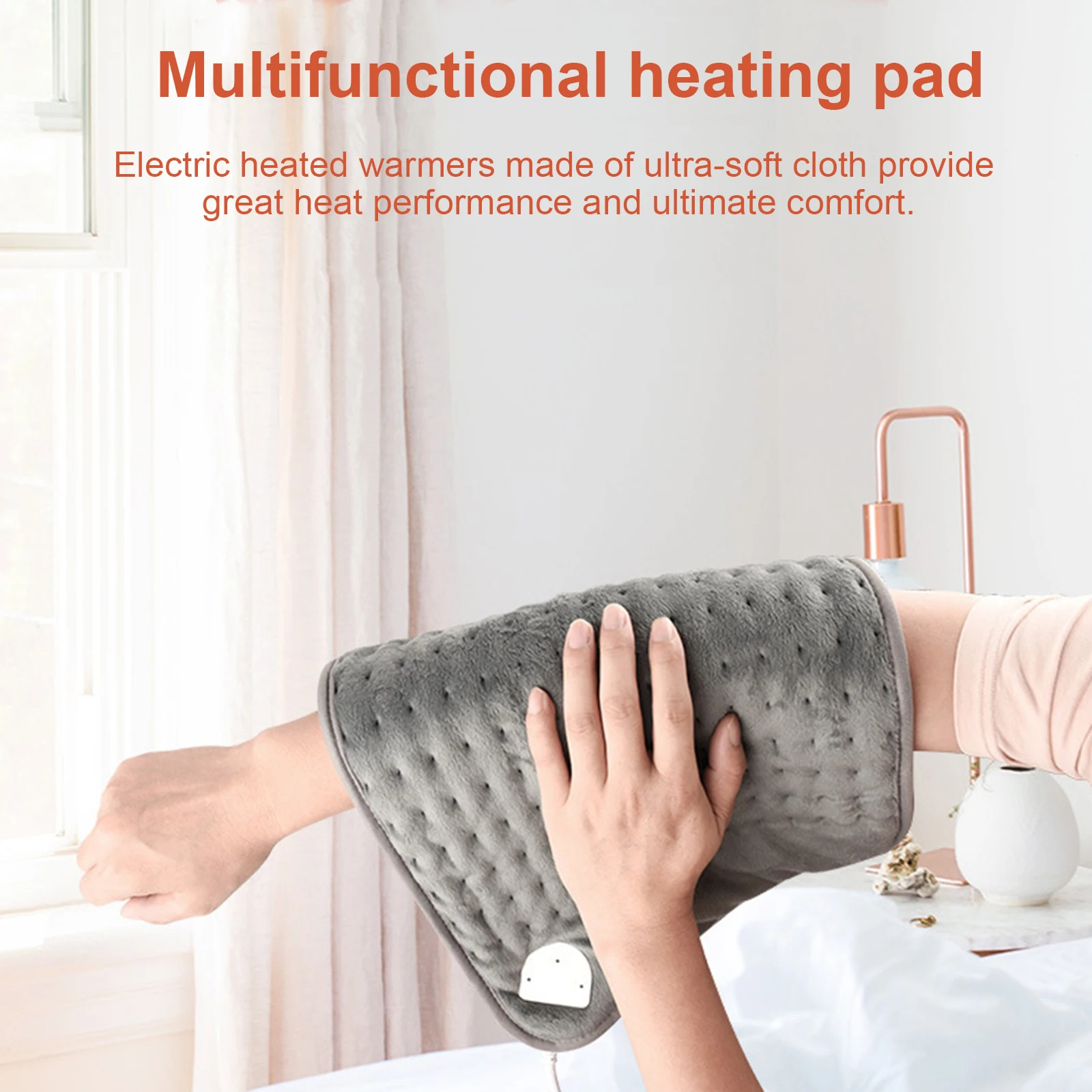 Heating Pad for Back Waist Abdomen Shoulder Pain Relief with 6 Heat Levels 4 Timer Setting Heating Therapies, Grey Blue Coffee