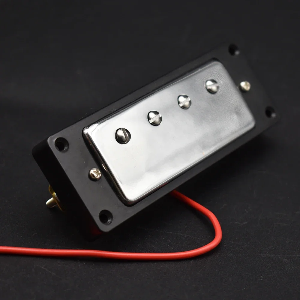 1Pcs Guitar Pickups Mini 4 string Bass Guitar Humbucker Pickups with Black Ring for Electric Guitar with Mounting Screws Chrome