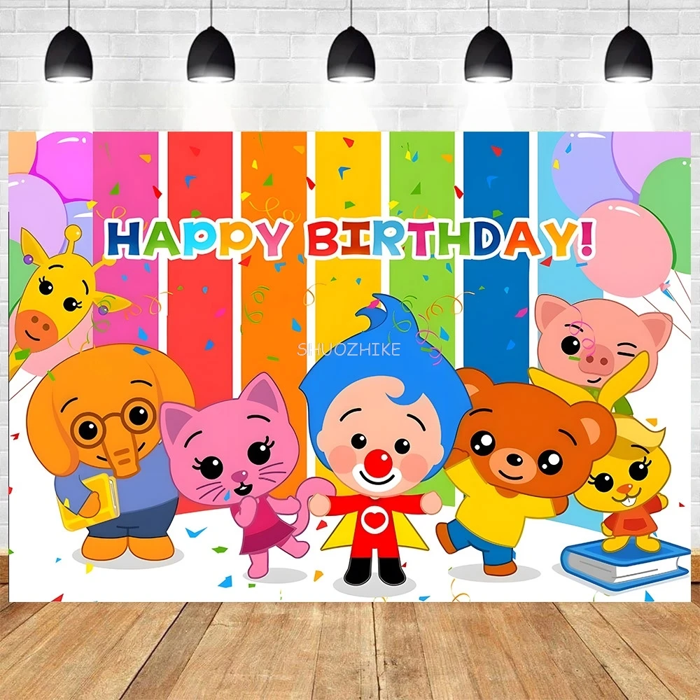Plim-telón de fondo para Fiesta de cumpleaños, cartel de dibujos animados de cerdo, circo, Fiesta de bebé, utilería de fotografía, JC-74