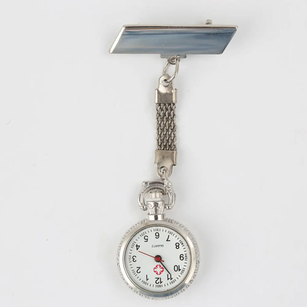 ساعة ممرضة ساعة جيب طبية كوارتز فضية معلقة ساعة لموظفي الطبيب هدية أداة تغيير التمريض المتينة #6