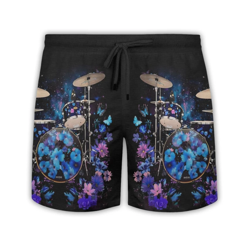 Drum Lover Short Pants For Men Clothes Musical Instrument Hawaii Mens Swim Short Beach Shorts Hip Hop Band Trunks Male Bermudas