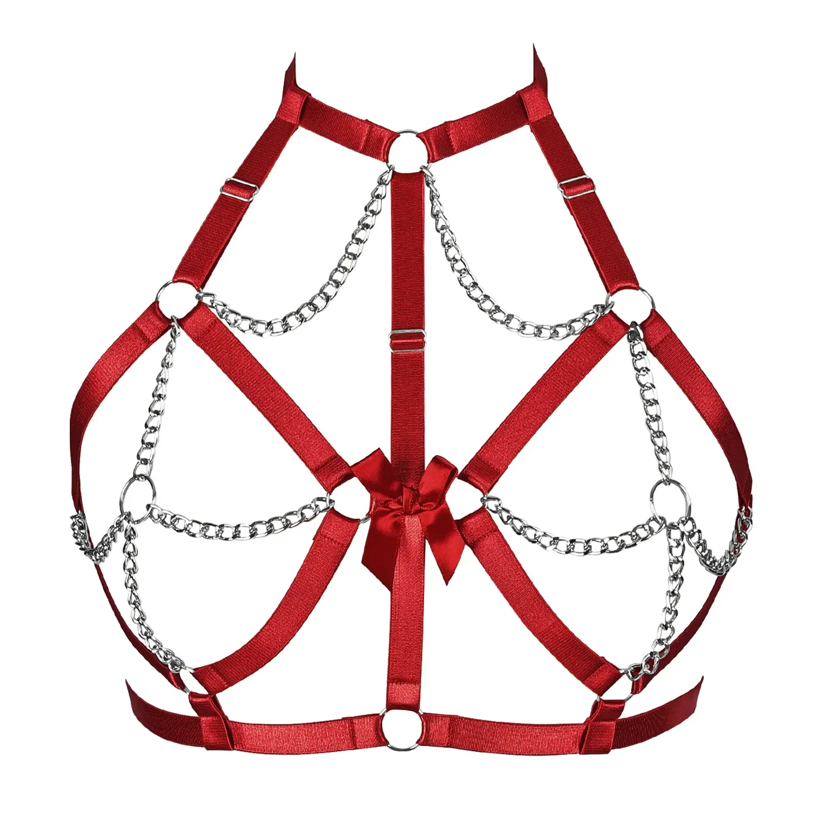 

Women Sexy Bow Top Harness Bra Cage Bra Festival Adjustable Body Chain Elastic Body Harness Belt Top Bra Lingerie Honeymoon