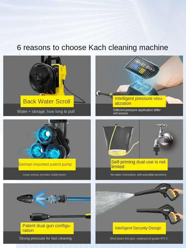 Car washing machine household 220V portable high-pressure cleaning machine car brush water pump water gun artifact high power