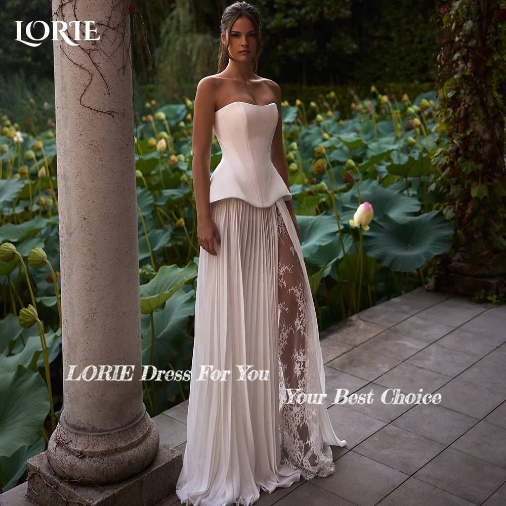LORIE Lace Wedding Dress Sweetheart Split A-line Bride Gown Long Sleeve Customized Appiques Corset Bride Dress vestidos de novia image 2