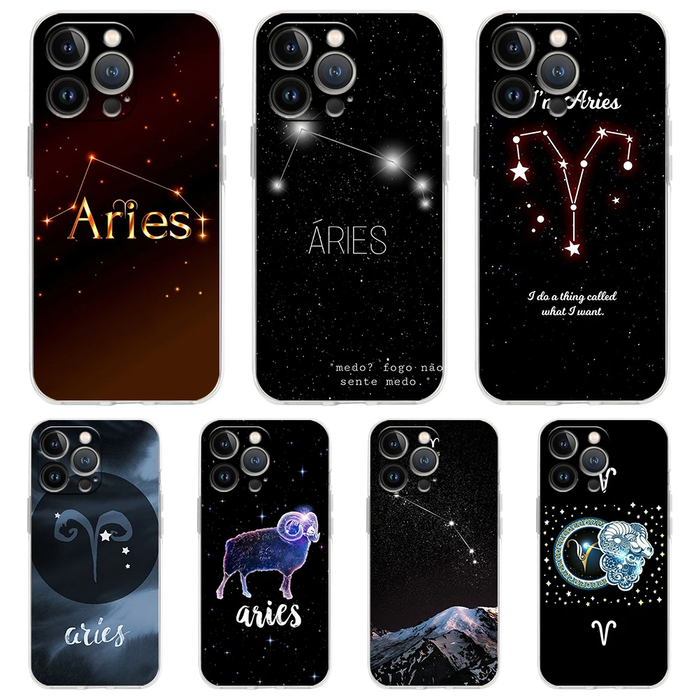 Constellation Virgo Aries Soft TPU Transparent Phone Case Cover for iPhone 16 15 14 13 12 11 Pro Max XR 8 7 Plus XS Max Shell