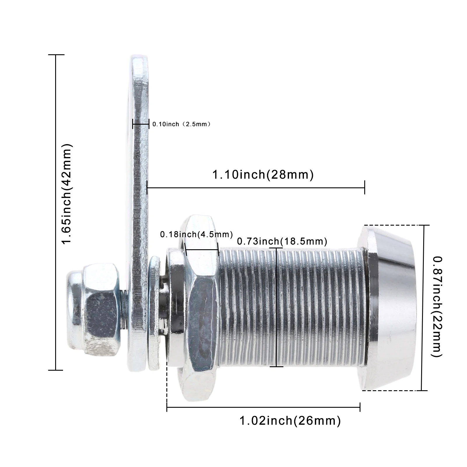 4 jeux de serrures à came tubulaires à ouverture mutuelle + 8 clés identiques, cylindre à languette rotative à 90 degrés, 2 cadrans 42mm, bloc 1-1/8 pouces