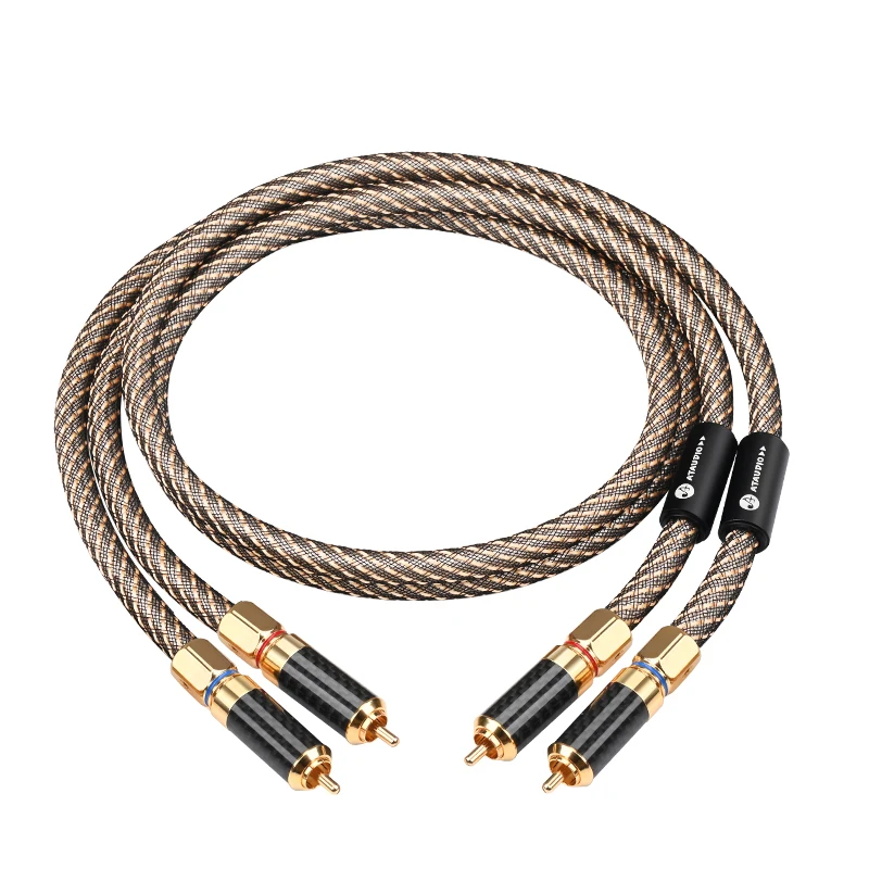 ATAUDIO Ein Paar Hifi-RCA-Audio kabel hochreines versilbertes 2rca bis 2rca Stecker-Stecker-Hifi-Kabel für Lautsprecher verstärker 3