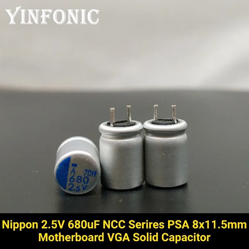 20 قطعة/100 قطعة نيبون 2.5V680uF PSA Serires 8x11.5 مللي متر سوبر منخفضة ESR 680 فائق التوهج/2.5 فولت للوحة الأم VGA مكثف صلب