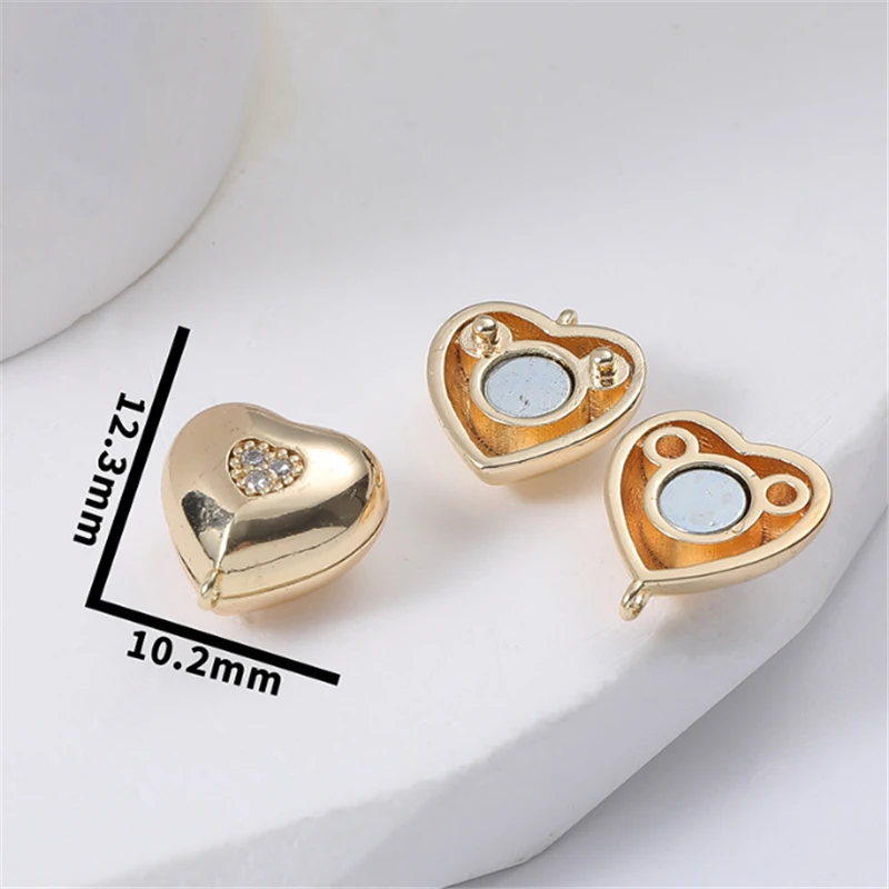 10 Sets Gold Plated Crystal Heart Strong Magnetic Clasps Magnet End Clasp For Jewelry Making DIY Bracelet Necklace Accessories