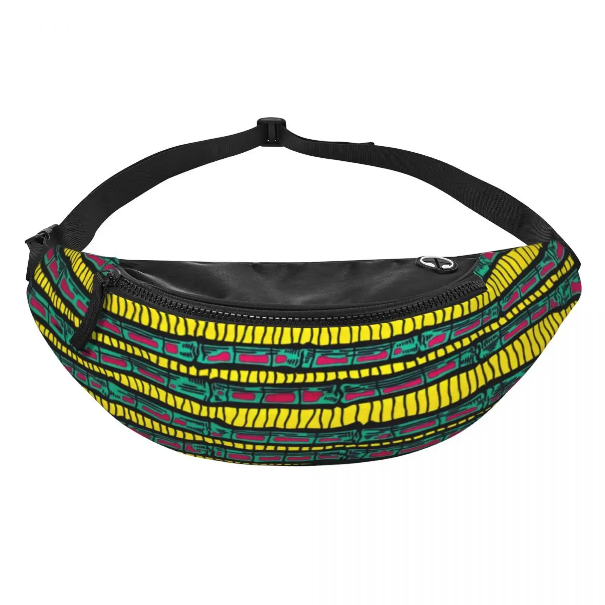 Custom Geometric African Ethnic Tribal Ankara Pattern Fanny Pack Men Women Crossbody Waist Bag for Cycling Phone Money Pouch