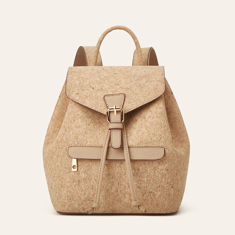 Backpack Bags Retro Cork Leather National Flower Printing  Large Capacity Flap Cover Crossbody Bag - view 6