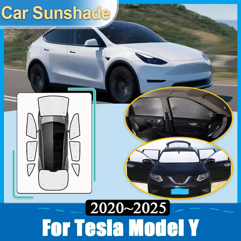 

For Tesla Model Y Accessories 2020 2021~2025 Car Sunshade Reflector Shade Visor Windshield Cover UV Protection Car Accessories