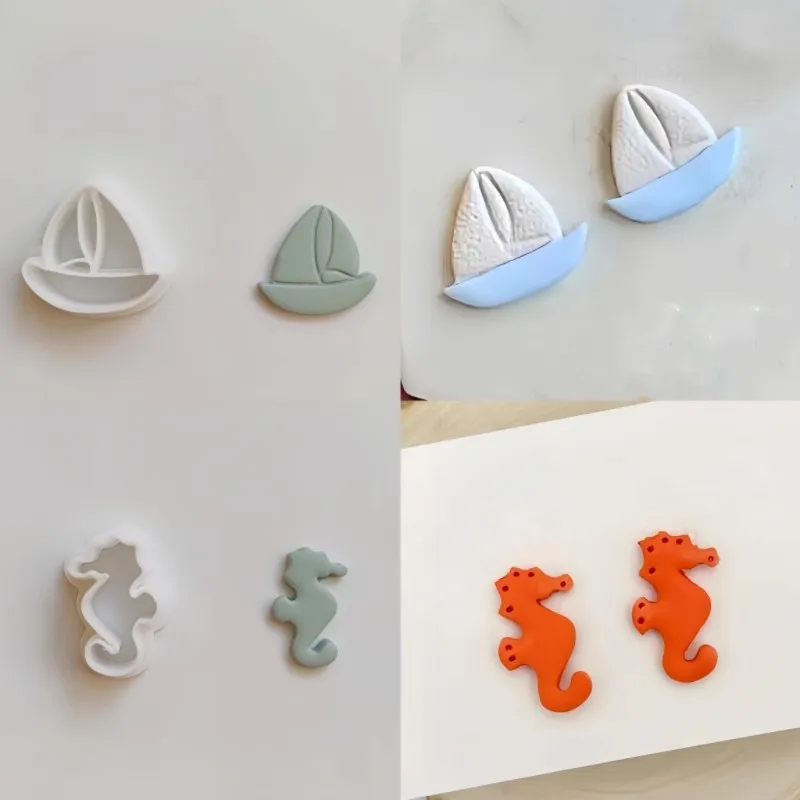 Ozean Meer Polymer Clay Cutter Sommer Strand Ohrring Präge Cutter Schiff Quallen Schwanz Form Ohrring Form für Anhänger Schmuck – Detail 8