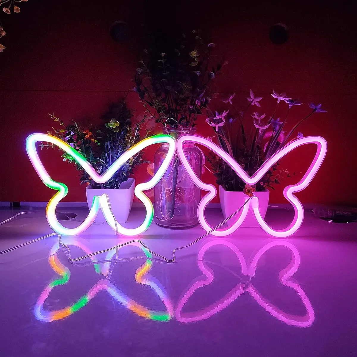 1PC motyl neony USB lub 3-AA zasilany z baterii lampa neonowa światła LED dekoracja stołu dla dzieci sypialnia prezent urodzinowy na ścianę