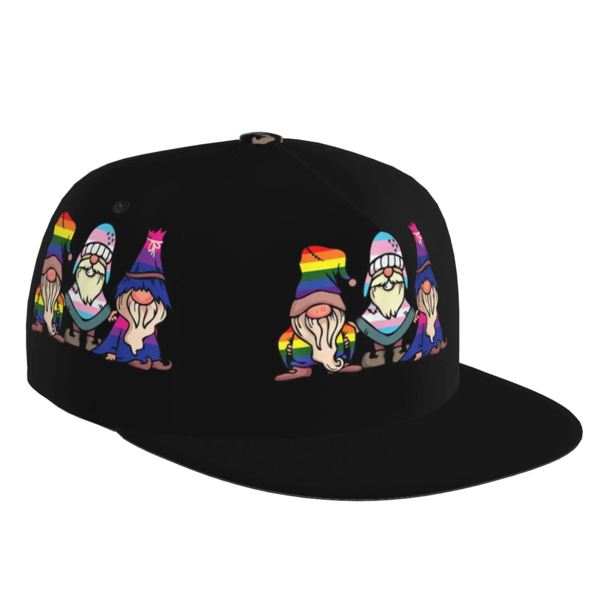 

Gnome Bi-sexual Trans-sexual Pride Flat Brim Baseball Cap Snapback Hat Hiphop Unisex Adult Adjustable Print One Size All Seasons