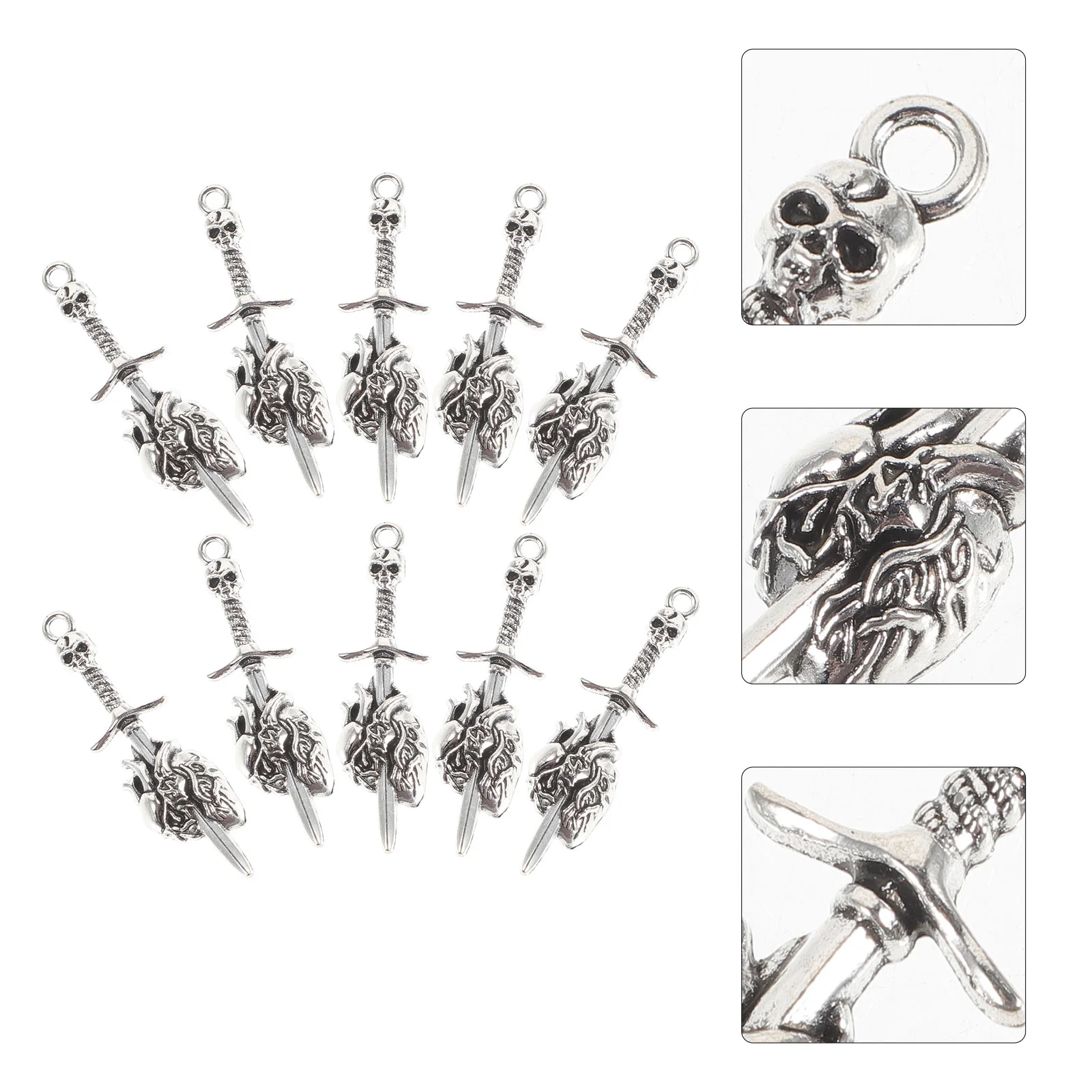 

10 Pcs Jewelry Necklace Swords Charm Bracelet Crafts Making Earring Bulk DIY Charms Silver Dad